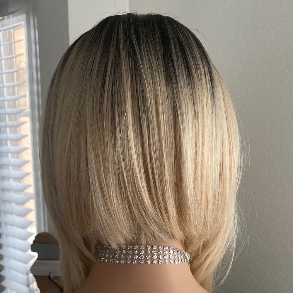 Blonde Lace Front Asymmetrical Bob Wig - Picture 3 of 6
